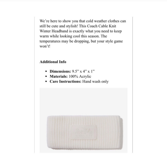 * New in packaging* Coach sweater headband - Picture 2 of 4